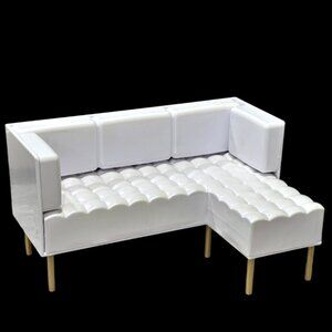 Rainbow High Dollhouse White Gold L Shaped Couch Sofa MGA Fits Barbie 1:6 Scale